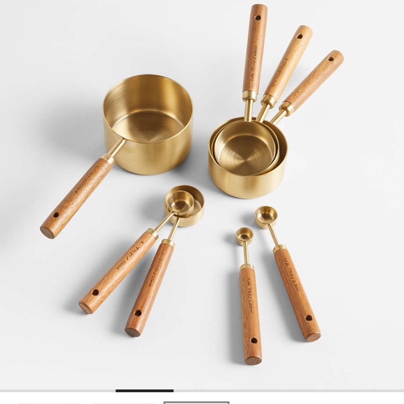Crate & Barrel Acacia Wood and Gold Measuring Cups, Set of 4 - Picture 3 of 7
